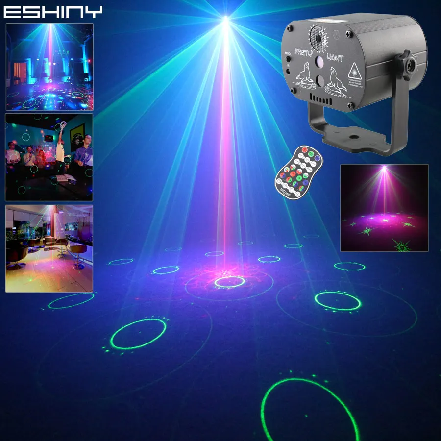 

ESHINY NEW DJ RGB LED Party Disco Light R&G Laser 60 Patterns Projector Dance Birthday Stage Lighting Effect Mini Lamp USB R10N8