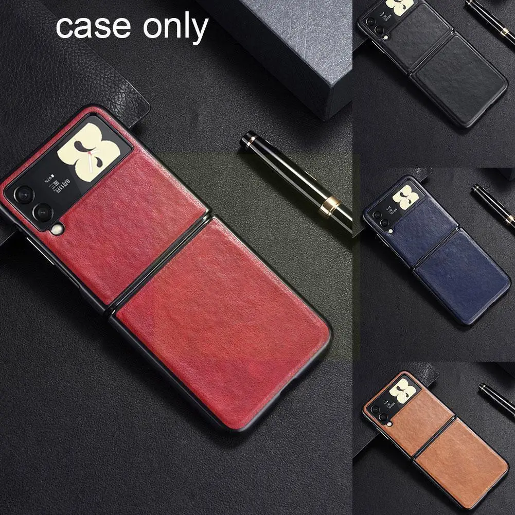 

Z Flip3 Luxury Foldable Leather Phone Cover For Zflip Protective 5g 3 Zflip3 3 Flip Shockproof Fundas Z Q4m2