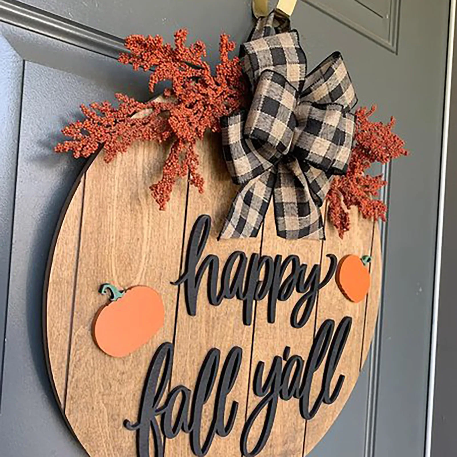 Деревянный подвесной знак в виде тыквы на День Благодарения счастливая и