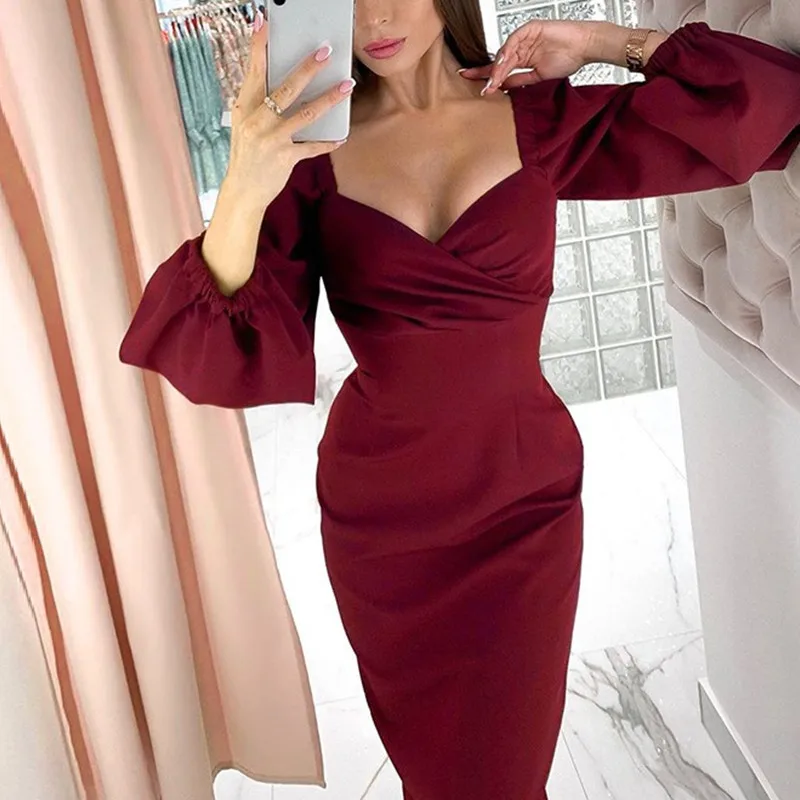 Элегантные женские платья модные вечерние для клуба красные черные обтягивающие
