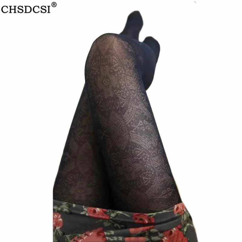 CHSDCSI женские сексуальные колготки летние чулки ступни бесшовные с принтом черные