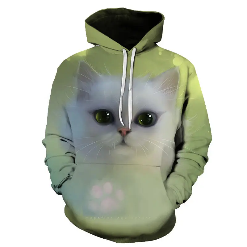 

2021 Fall New Men's And Women's Hoodies Long Sleeve 3d Printing Cute Cat Sweatshirt Pullover Men's And Women's Fashion Tops