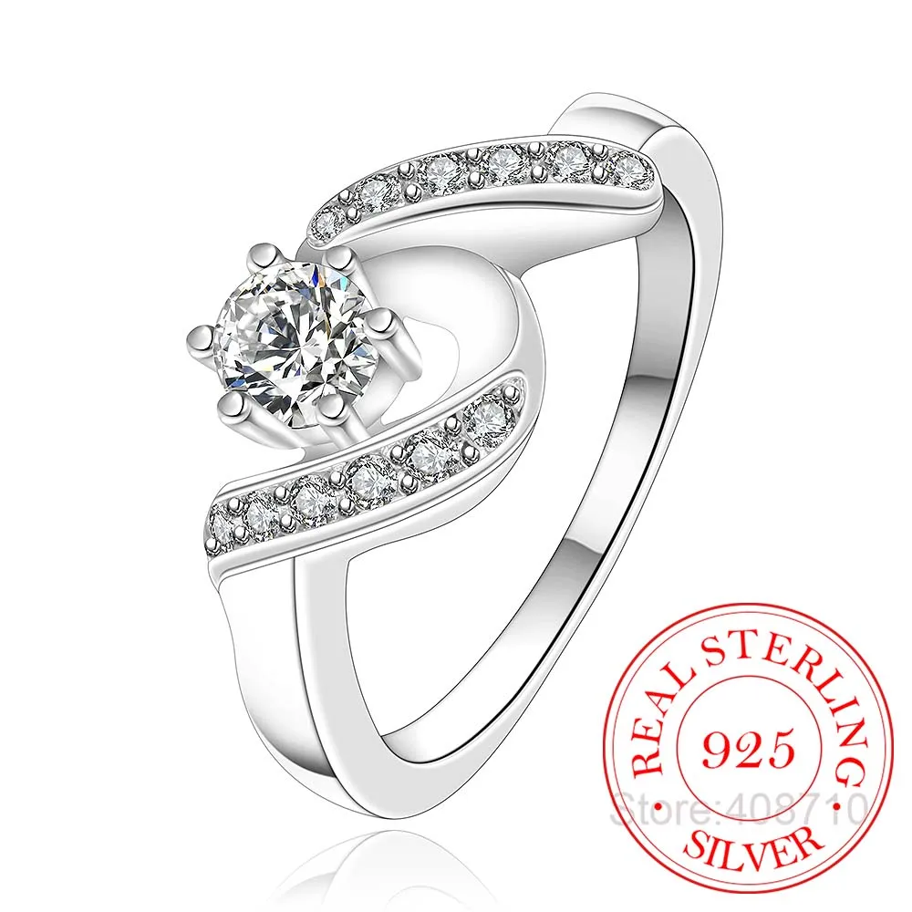 Женские кольца на палец из стерлингового серебра 925 пробы с блестящим цирконием и