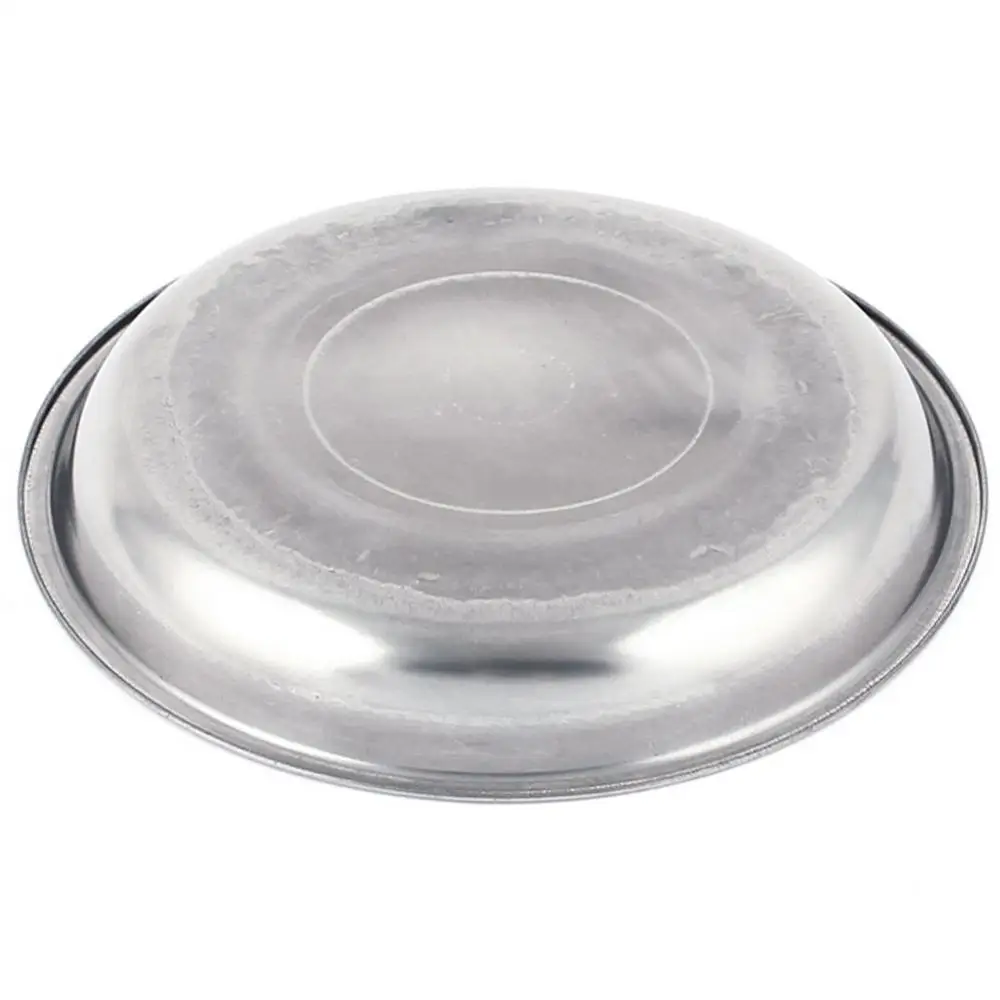 

New Diameter Silver Tone Steel Fruit Dessert Servies Dish Tableware Dinner Plates Round Sweets Food Coffee Tray I7Q8