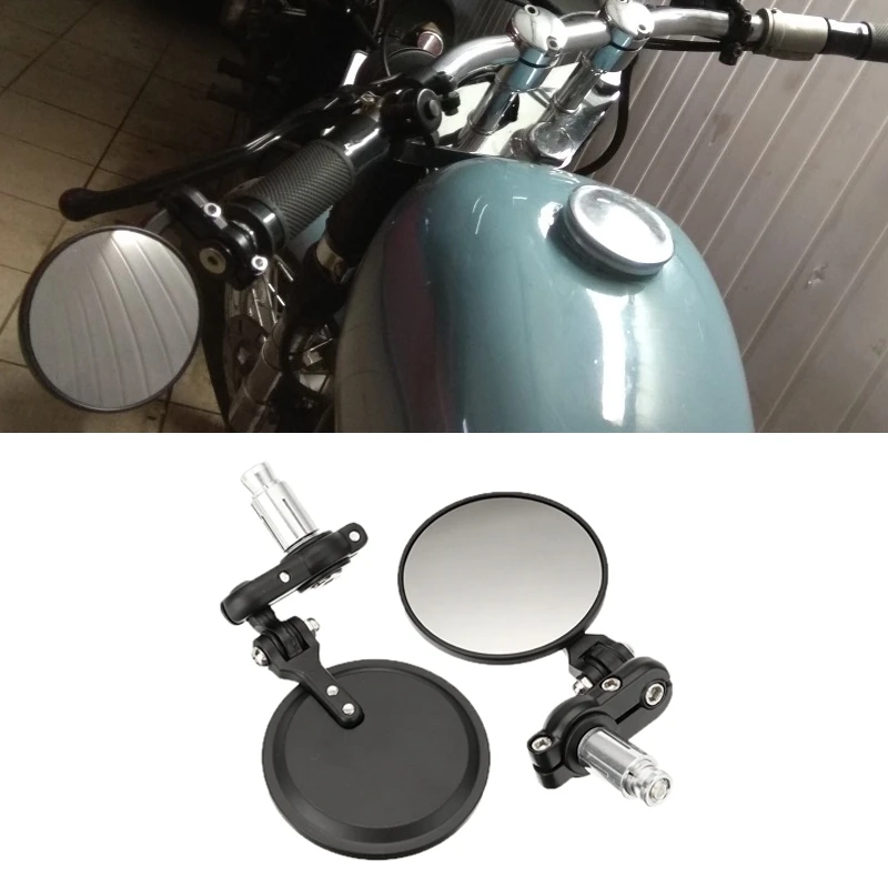 

Universal Motorcycle Rearview Mirror Handle Bar End Side Mirrors For Honda Yamha Kawasaki KTM Aluminum Spherical mirror