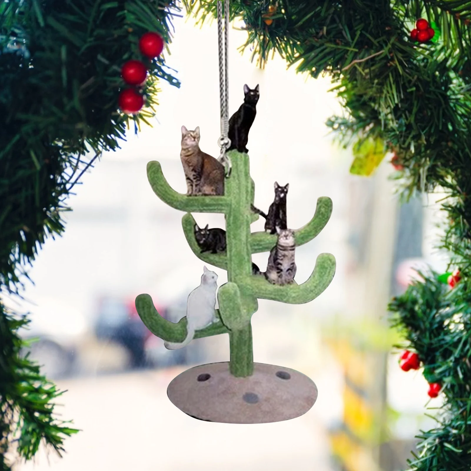 

Lovely Realistic Cats Hanging Ornament with Balloon Colorful Car Interior Home Decoration Cat Sitting on Sofa Single Couple Gift