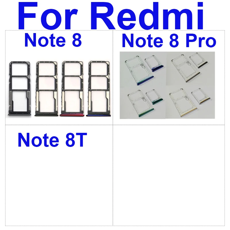 Держатель лотка для Micro Sim-карты для Xiaomi Redmi Red Rice Note 8, для Note8 Pro Note 8T, устройство для чтения Micro SD, слот для Sim-карты, запасные части