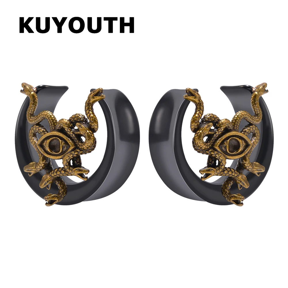 KUYOUTH новейшие круглые антикварные золотые серьги-змеи из нержавеющей стали