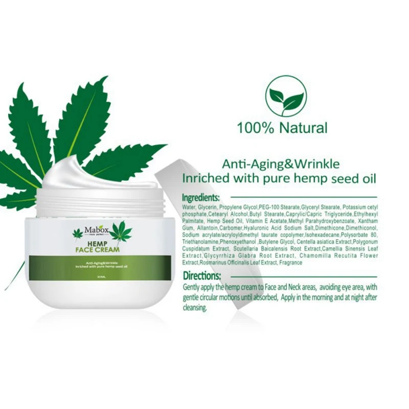 Натуральное органическое масло семян конопли витамин С Е увлажняющий крем для