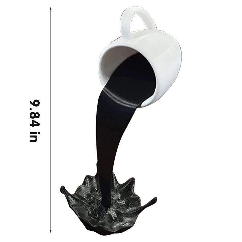 

25cm Floating Spilling Coffee Cup Sculpture Kitchen Decor Spilling Magic Pouring Splash Coffee Mug Home Decoration
