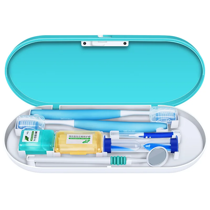 

Professional Dental Teeth Orthodontic Care Kits 8pcs Toothbrushs/Wax/Timer/Floss/Interdental Brush Oral Care Tools Portable