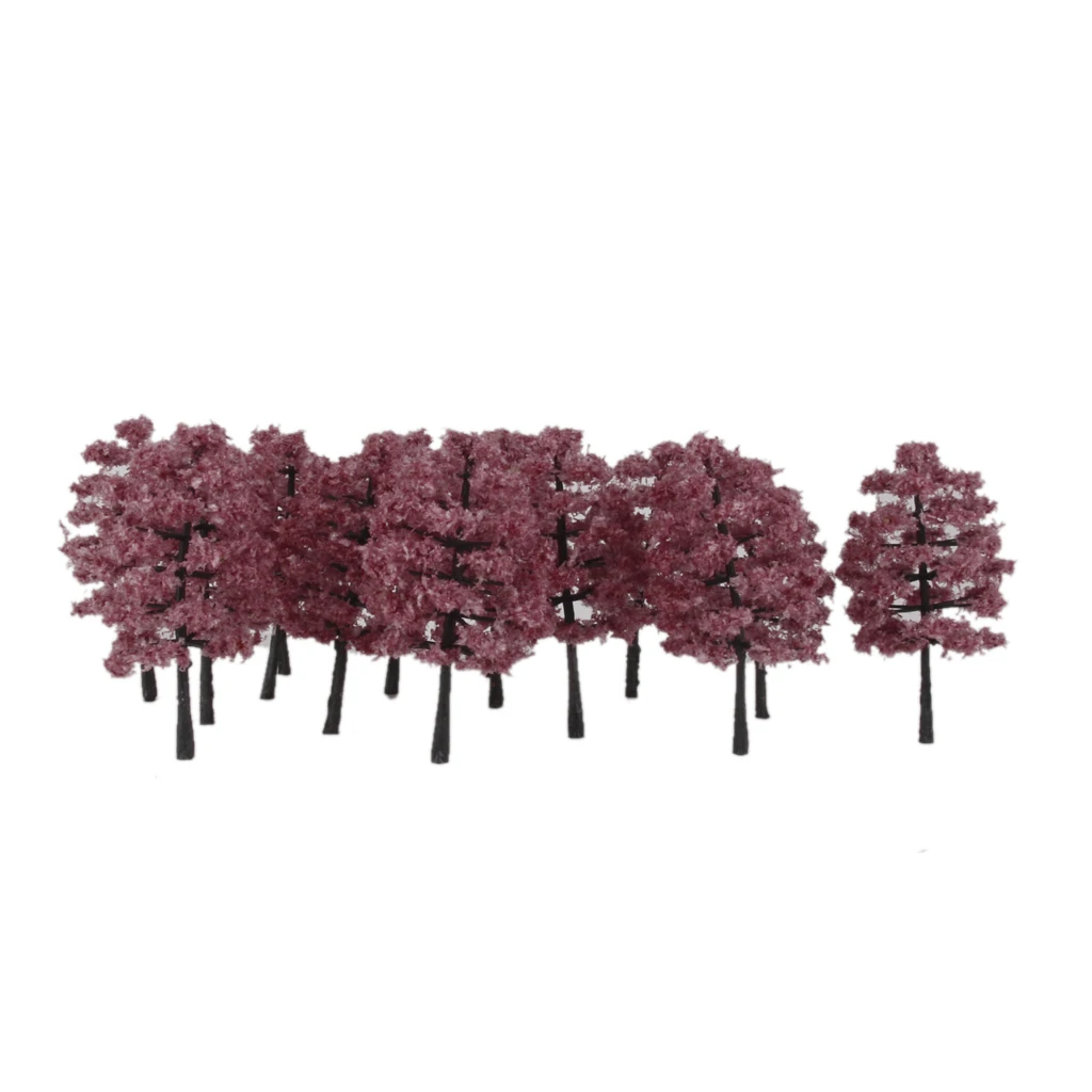 

20pc Fuchsia Plastic Trees Landscape For Railway Model Making Scale 1: 100