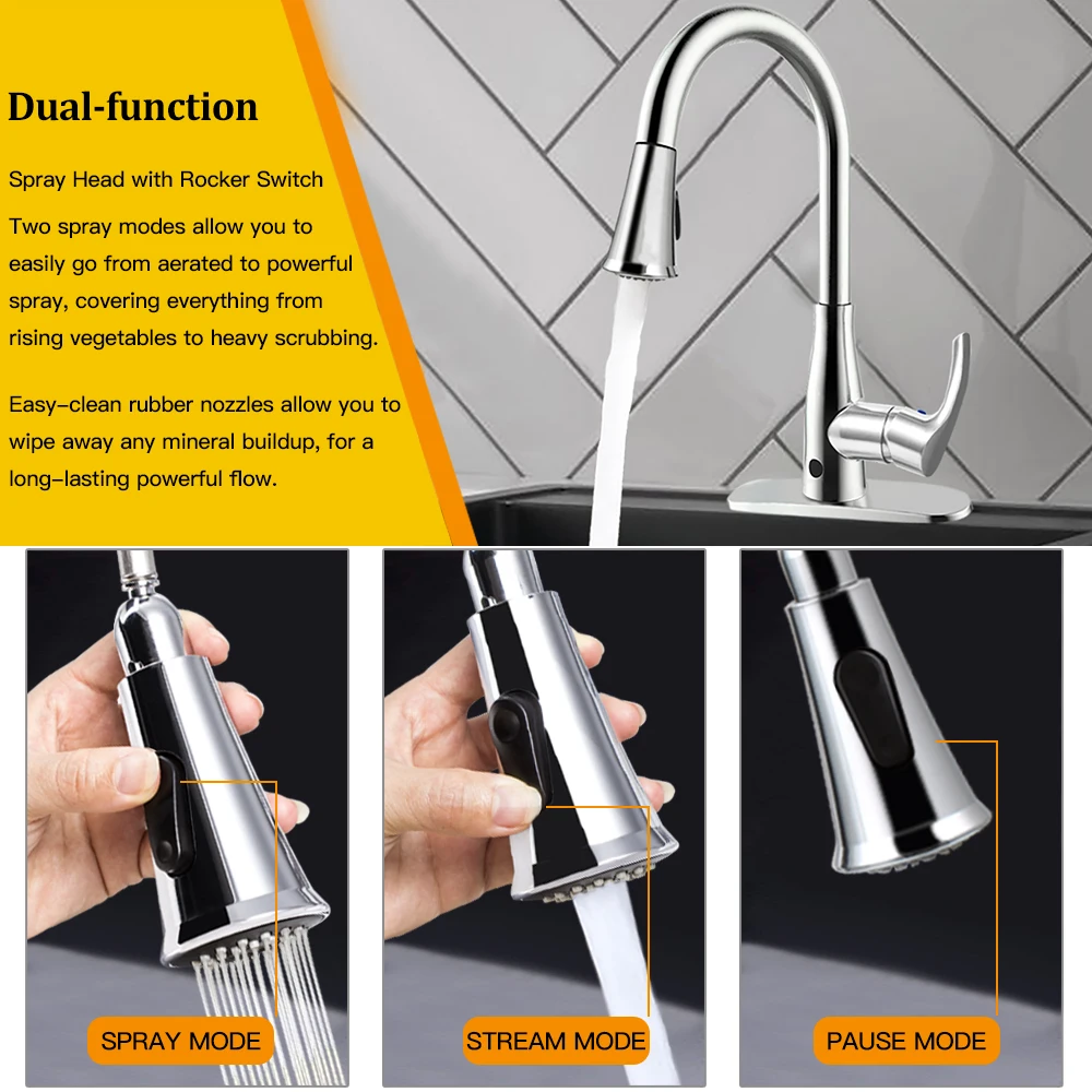 Классический кухонный кран из нержавеющей стали хромированный Поворотный