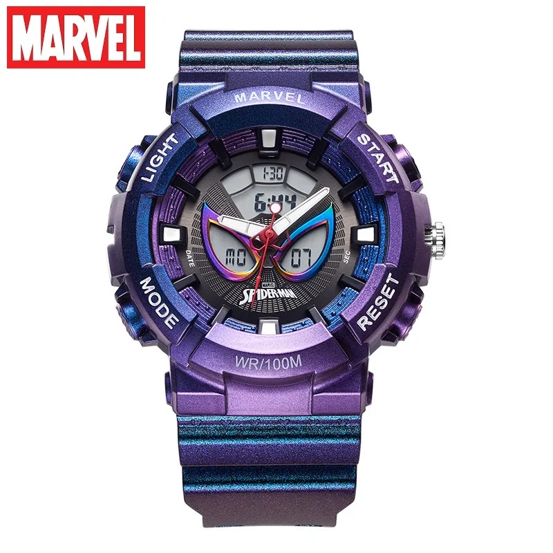 MARVEL Avengers Spider Men Sports Dual Display Digital LED Electronic Quartz Wristwatch 100m Waterproof Swimming Military Clock