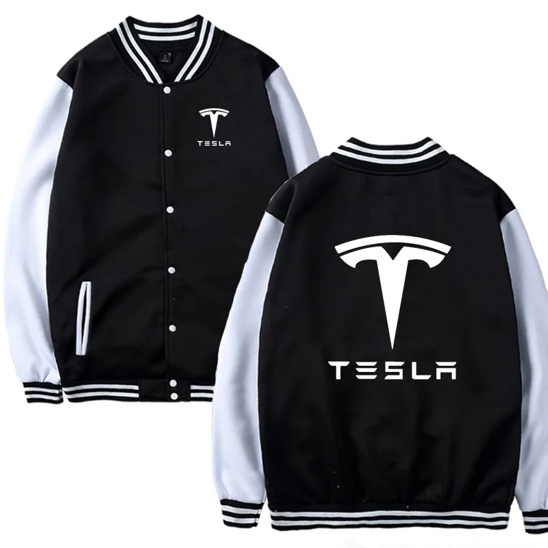 

Мужская бейсбольная куртка с принтом Tesla Car Logo, Повседневная Толстовка в стиле Харадзюку, мужская бейсбольная форма, приталенная одежда унис...