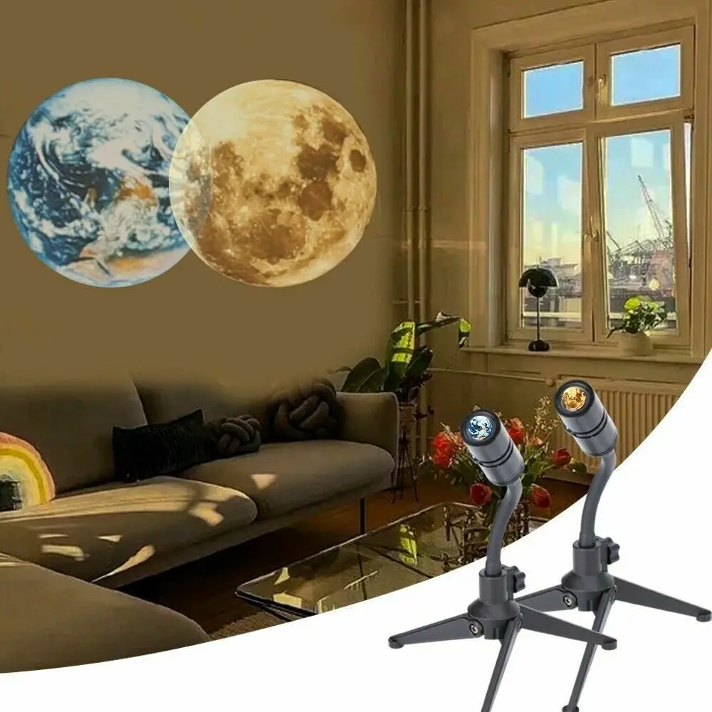 

Star Projector 2 In 1 Earth Moon Projection Lamp 360° Rotatable Bracket USB Led Night Light For Bedroom Decoration Projector