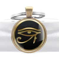 retro the eye of horus glass dome key chains charms men women key ring jewelry gifts