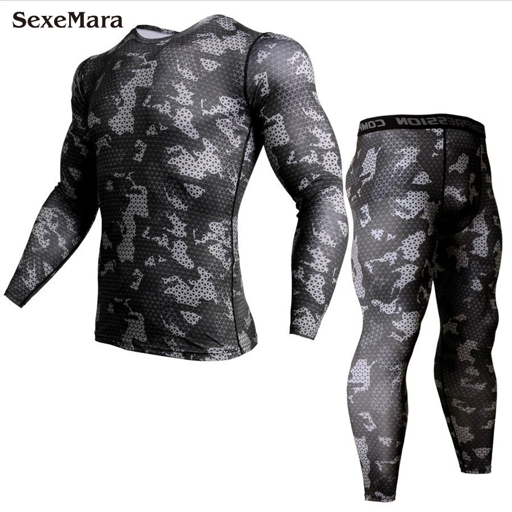 

Men's MMA Camouflage Boxing Sport Suit Compression Rashguard Fitness Long Sleeve Base Layer Skin Tight Men's Sportswear
