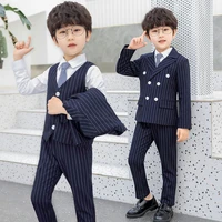 striped baby boy wedding suits formal children birthday dress clothes tuxedo kids school uniform elegant teenager piano outfit