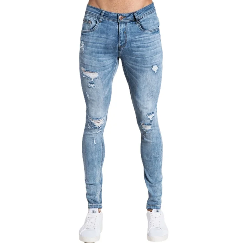 

Men's Jeans Ripped Skinny Stretch Denim Trousers Elastic Waist Plus Size Men's Streetwear штаны мужские Denim Jeans for Men