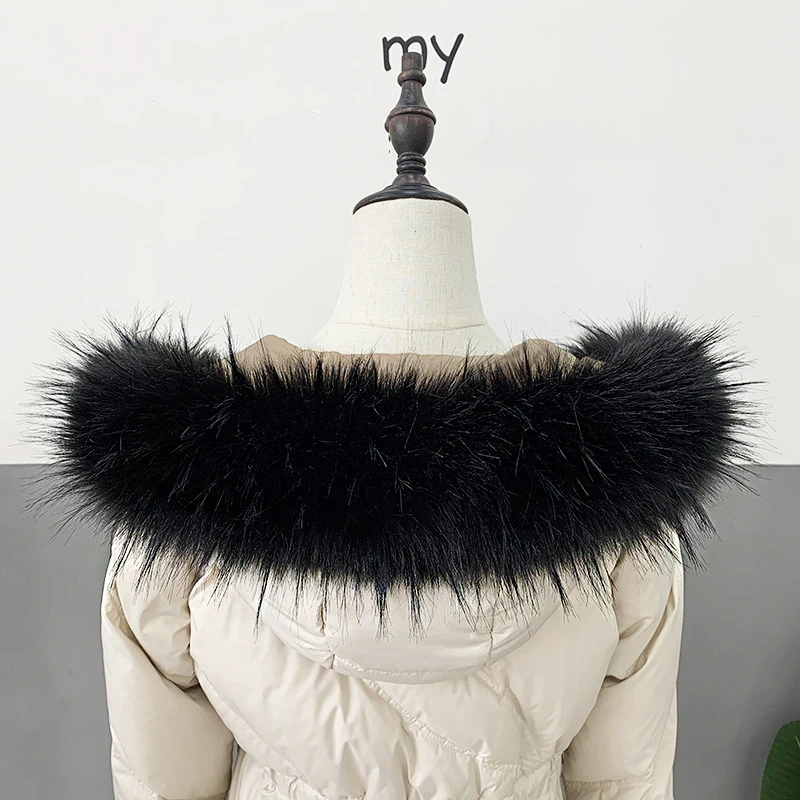 Воротник шаль женский из искусственного меха большой зимний меховой воротник