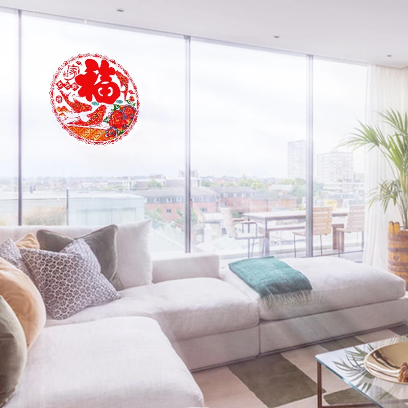 

Art Craft Paper Cuttings 2021 Spring Festival Fu Static Stickers Glass Window Paste Home Wall Sticker Party New Year Decoration