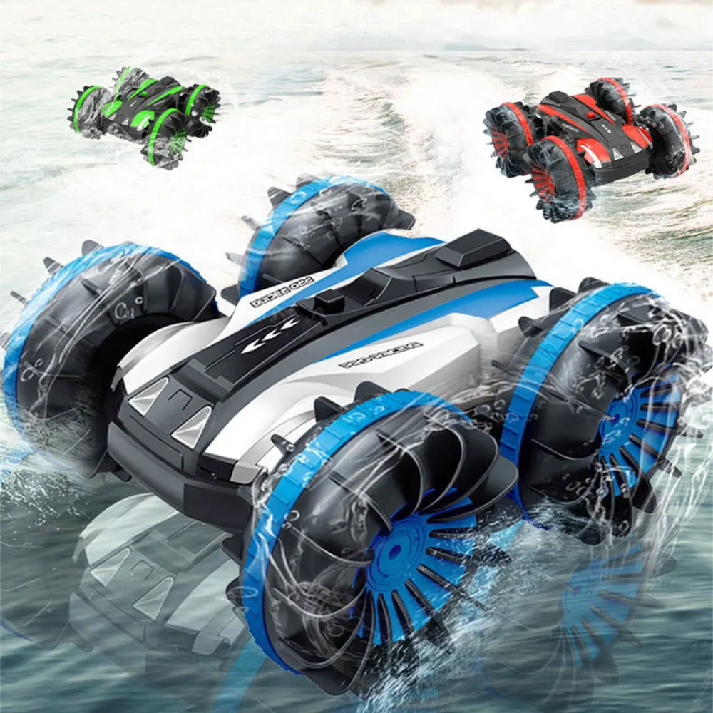 

1:20 Rc Car 2.4G 4WD Amphibious Remote Control Car Driving Waterproof 180Â° Double-Sided Degrees Rotation Stunt Toy Gift For Kids