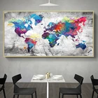 Красочная карта мира, холст, живопись, постеры и принты, абстрактная карта мира, настенные картины для гостиной, Декор, без рамки