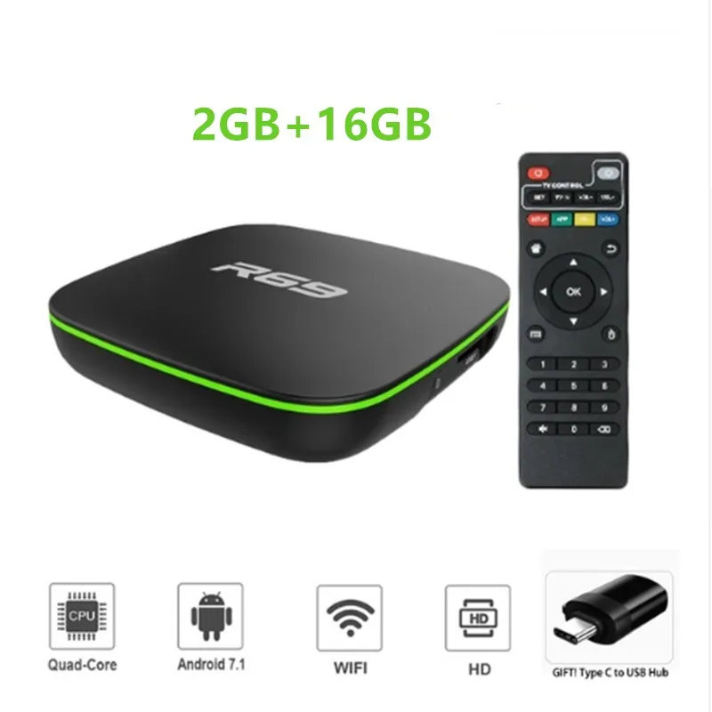 ТВ-бокс Smart Android 7,1 телеприставка 1 ГБ 8 ГБ Allwinner H3 четырехъядерный 2,4G Wifi телеприставка 1080P HD Поддержка 3D медиаплеер - Цвет: 2GB16GB