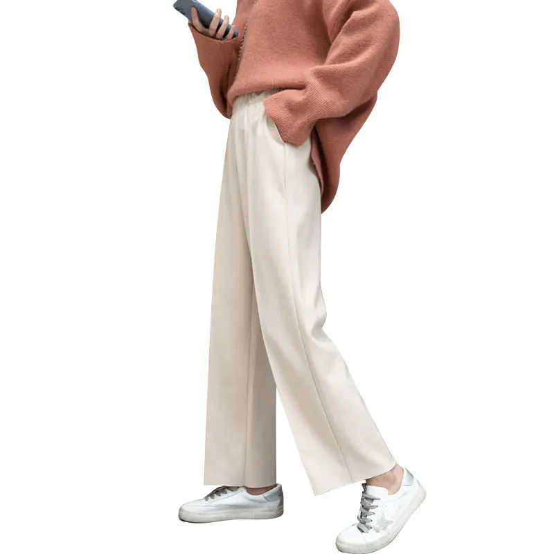

gang feng Woolen Wide-Leg Pants Female Autumn and Winter 2020 High-waisted Slimming Draping Effect Straight Loose Casual Pants