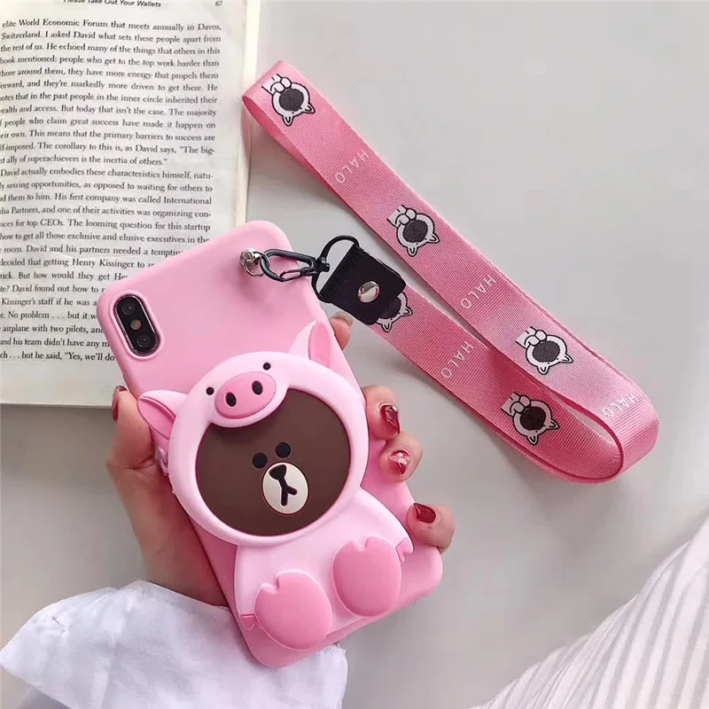 Кошелек, силиконовый чехол для телефона, для iPhone X, XR, XS, MAX, 7, 8, 6, 6S Plus, милый, 3D, стежок, мультяшная сумка для Apple, iPhone, 11 Pro, Max, роскошный