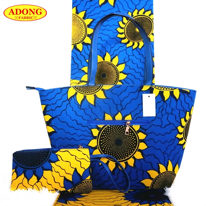 Высокое качество африканская Женская восковая сумка набор популярная с 6 ярдов