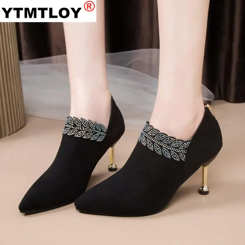 Новинка 2020 женские ботинки зимняя кожаная женская обувь Стразы на Высоком