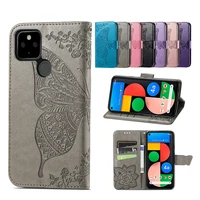 fashion cute butterfly embossed leather phone case for google pixel 5 4 3a xl 4a solid color luxury with card slot bracket cases