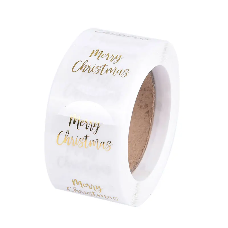 

DIY 500pcs /roll Round Clear Merry Christmas Stickers Card Box Package Label Sealing Stickers Wedding Decor Stationery Sticker