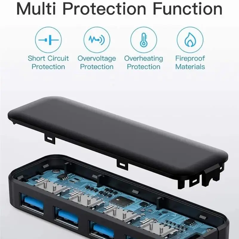 

USB3.0 Hub 4 Ports High Speed Data Transfer ABS Cable Splitter USB To USB3.0 Hub For Computer Laptop Camera Speaker