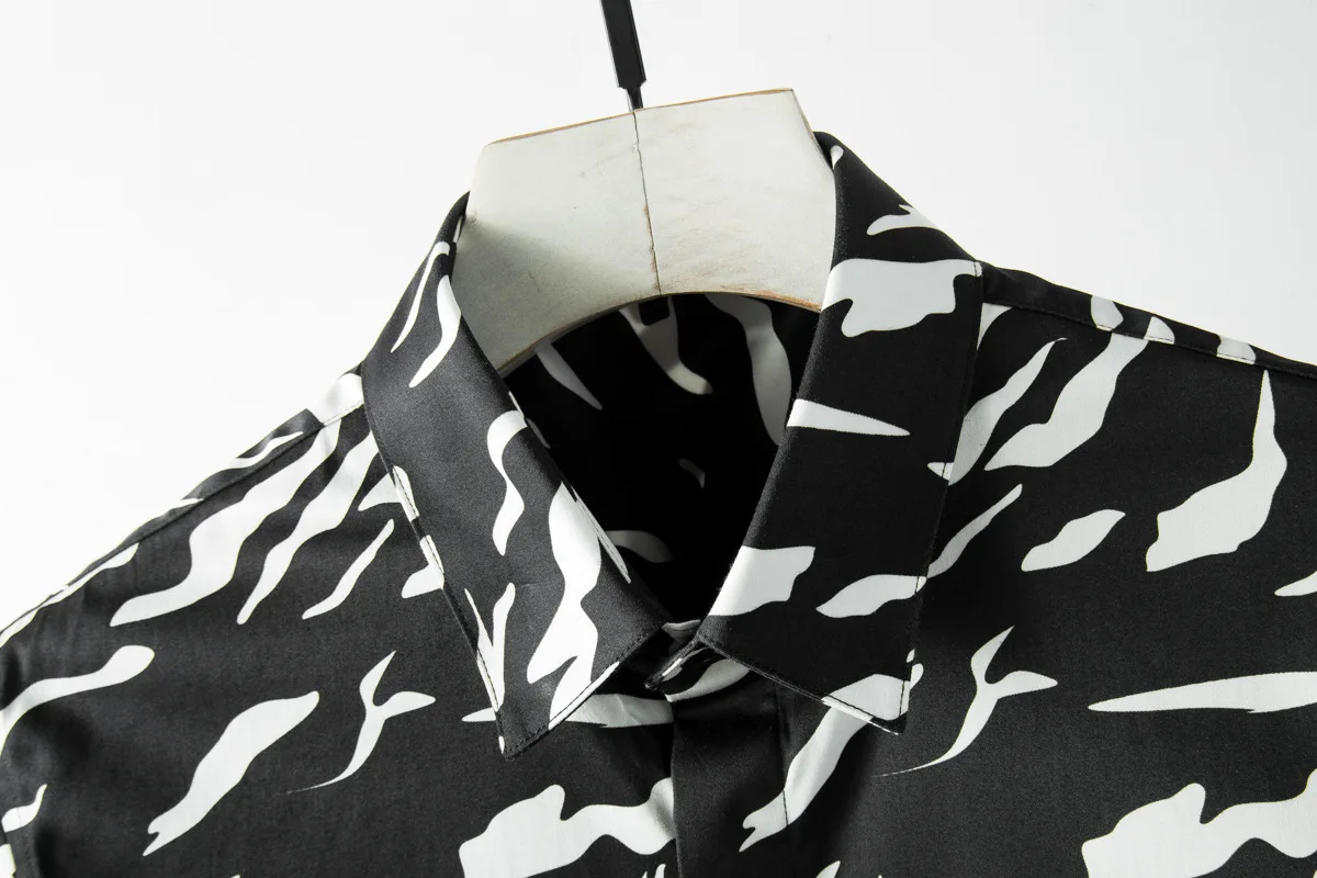 Мужская летняя рубашка с короткими рукавами и принтом цифр Camisa Masculina тонкие