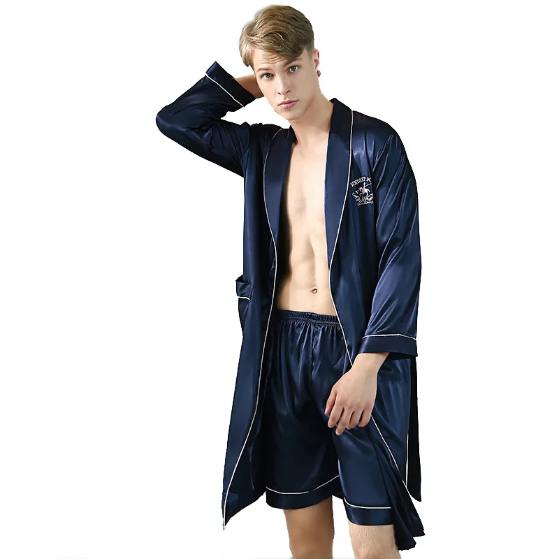 

Summer Men's Ice Silk Sleepwear Pajamas Comfortable And Loose Including Clothes And Pants Kayoulai 2021
