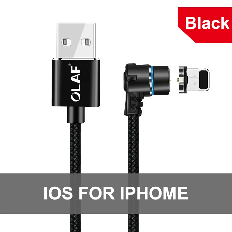 IOS Black Olaf 1 м Магнитный Micro USB кабель для iPhone samsung Android мобильный телефон Быстрая зарядка usb type C кабель магнитное зарядное устройство провод шнур - Цвет: IOS Black