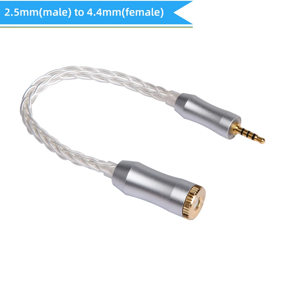 2.5mm to 4.4 mm FDBRO 8 ядро серебрение Медь кабель 2,5/3,5/4,4 мм MaleTo 2,5/3,5/4,4 мм Женский сбалансированный конвертирование аудио кабель провод для наушников - Цвет: 2.5mm to 4.4 mm