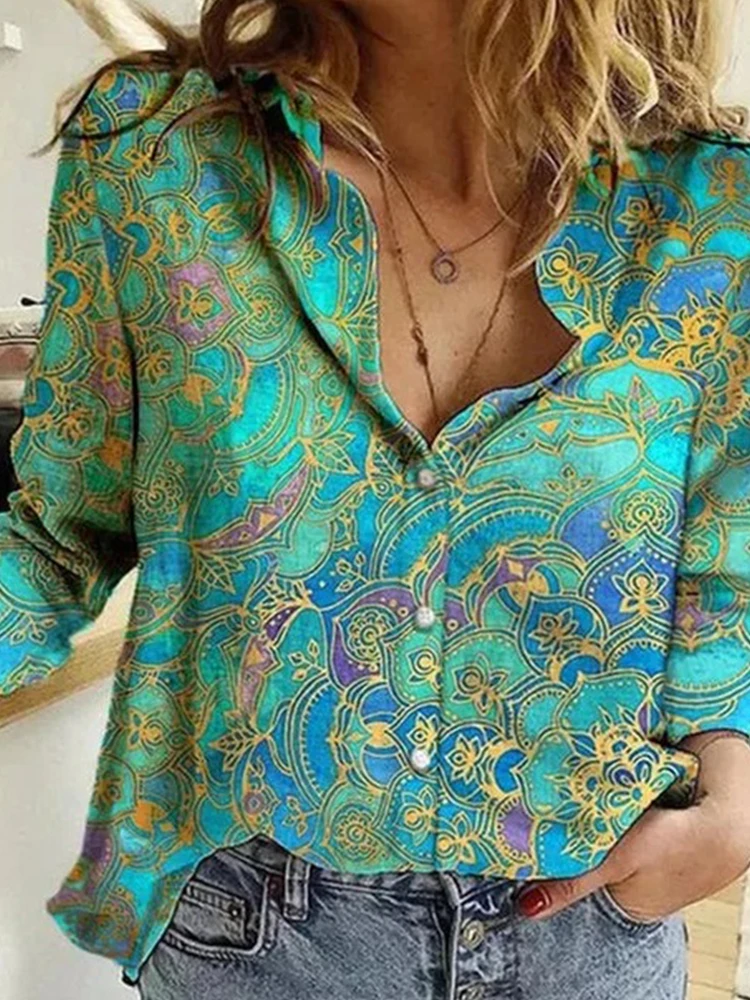 

2021 NEW long sleeve shirt woman Fashion new shirt loose big size S-5XL temperament casual print top woman