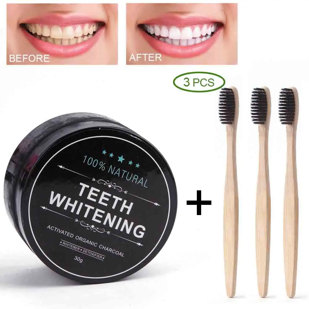 Порошок для отбеливания зубов удаление пятен от дыма кофе чая Бамбуковая зубная