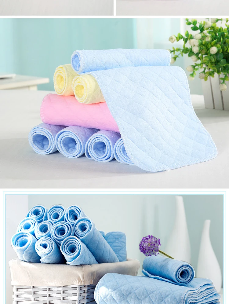[usurpon] 5 pcs Cotton Insert Reusable Colored Baby Fitted Diaper Insert ECO Cotton Absorbent Newborn Diaper Insert