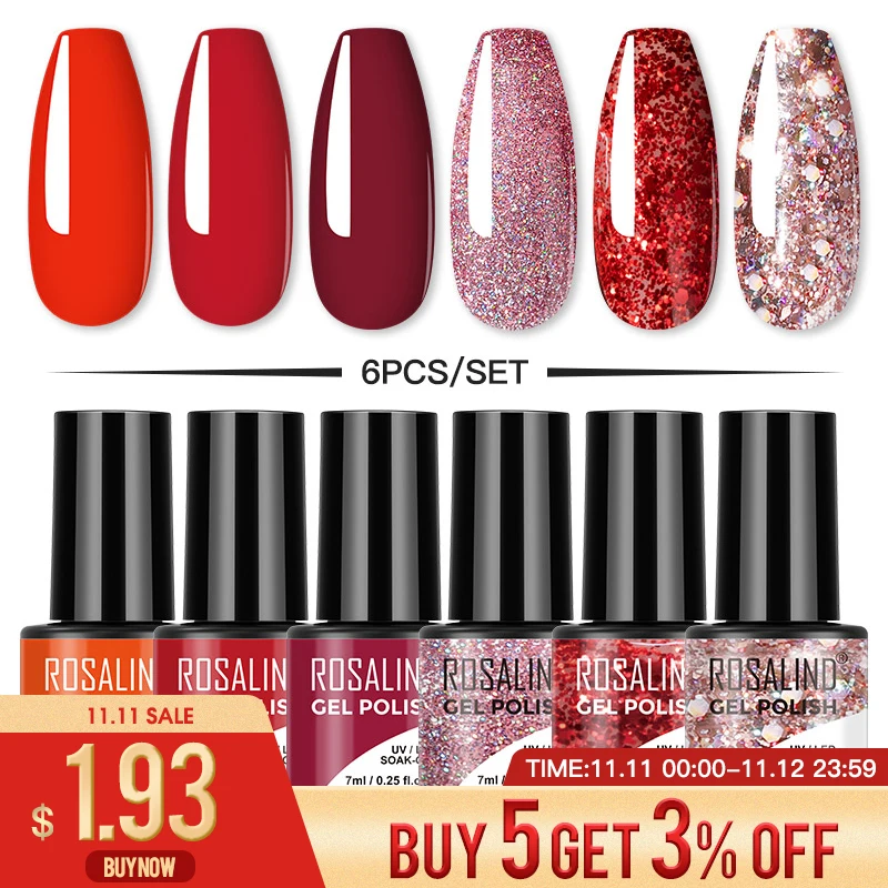 Набор гель-лаков ROSALIND для маникюра набор из 4/6 шт. УФ-лампа гибридные Лаки базовые