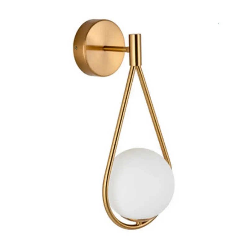 

Nordic brass wall lamp post-modern minimalist living room aisle corridor balcony bedroom bedside glass wall lamp