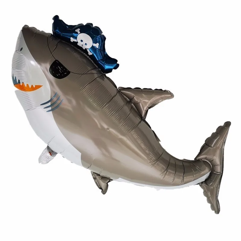1pc Large Pirate Shark Shape Foil Balloons Happy Birthday Party Decorations Kids Ballons Inflatable Globos Babyshower Supplies | Дом и сад