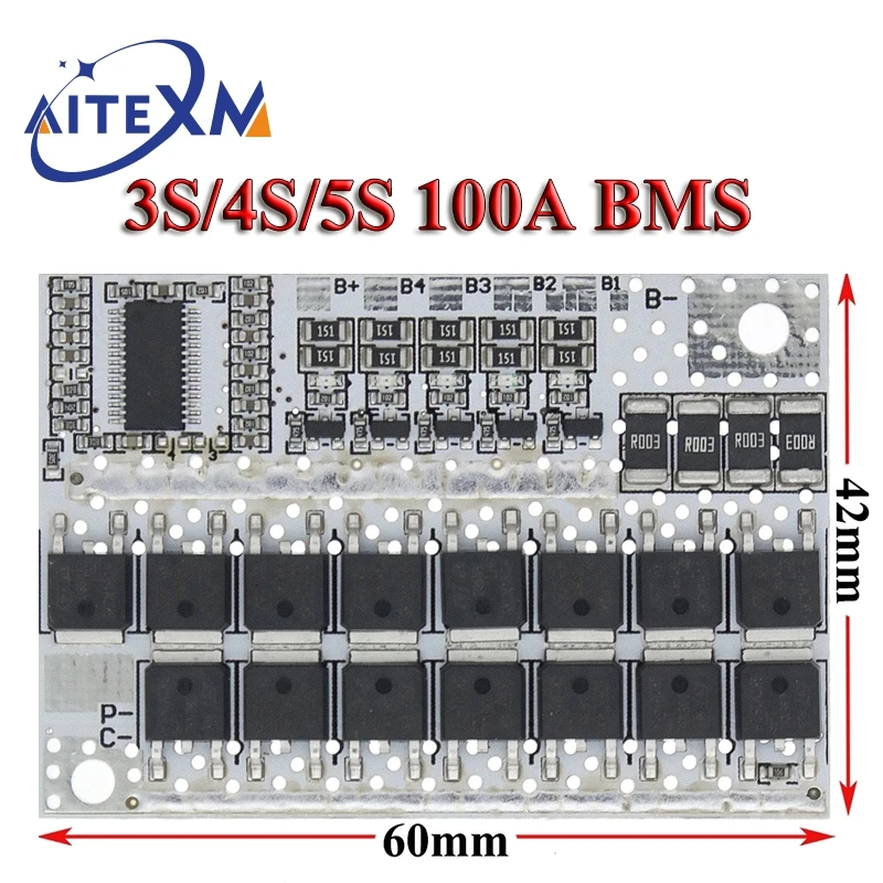 

3S/4S/5S BMS 12V 16.8V 21V 18V 3.7V 100A Li-ion LMO Ternary Lithium Battery Protection Circuit Board Li-Polymer Balance Charging