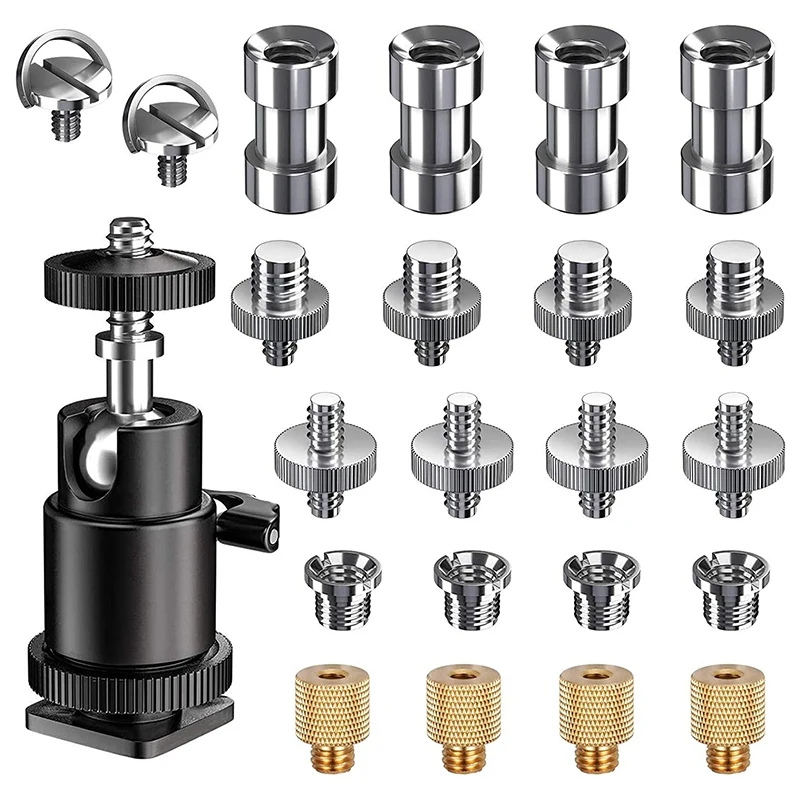 

Tripod Screw, Thread Adapter, Tripod Adapter Set, 22 Pieces 1/4 To 3/8 Inch Screw Converter Adapter for Camera