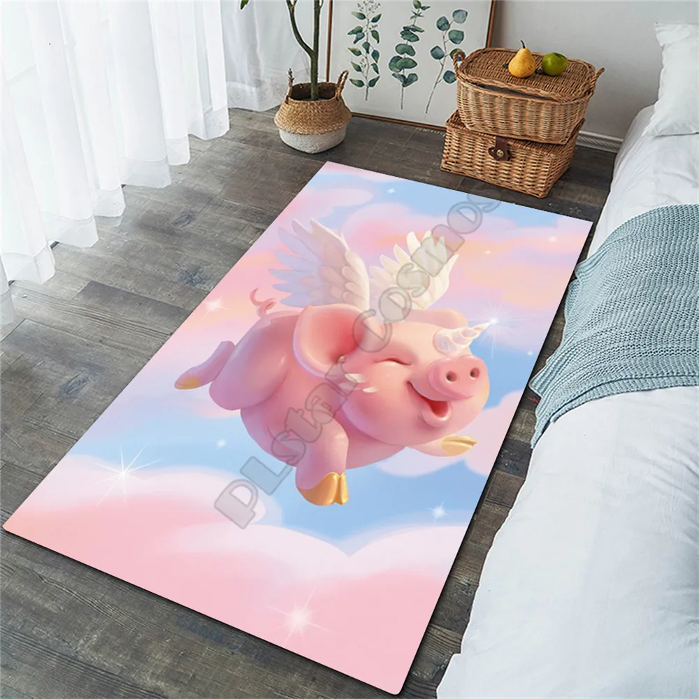 

Flying Pig Area Rug 3D All Over Printed Non-slip Mat Dining Room Living Room Soft Bedroom Carpet