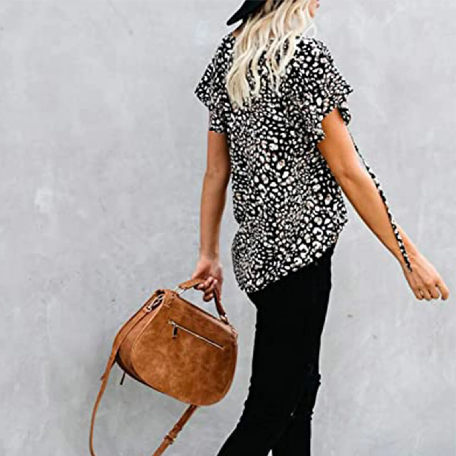 

New Summer T-shirt Women's Casual Floral Print V Neck Short Sleeve Shirts Tops Loose s camisetas de mujer